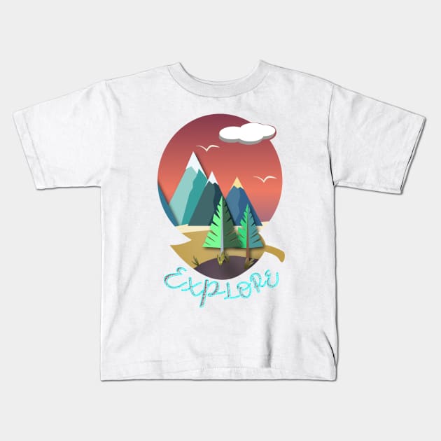 Mountain Landscape 2D Kids T-Shirt by RoxanneG